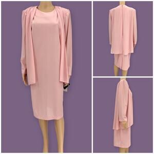 American VINTAGE L.L. Martin US 12 Petite 80s Pink Workwear Overlay Dress